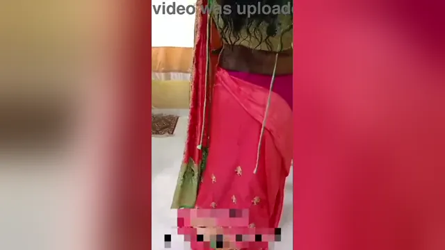 Tamil Housewife in Red Bra Teases and Dresses in Saree